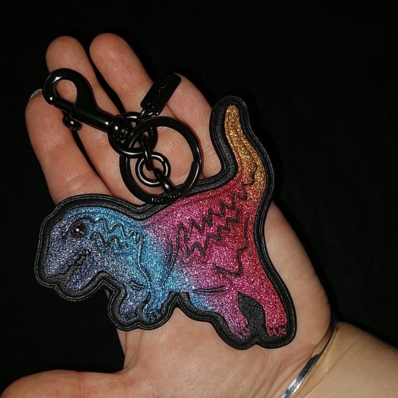 Coach Accessories Coach Rexy Keychain Glitter Rainbow Black Charm